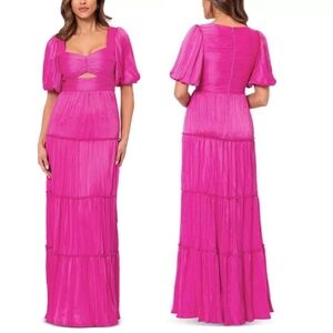 🔥Aqua Vibrant Pink Cut-out Maxi Dress